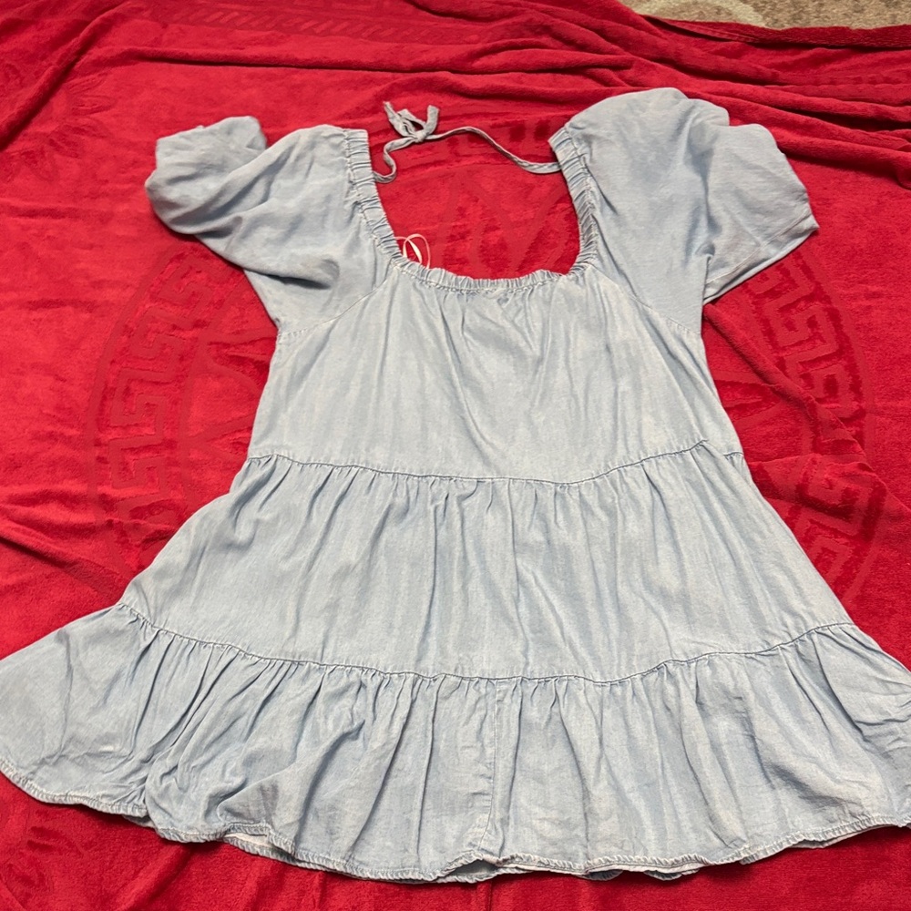 Primark denim  Blue Puff Sleeve dress